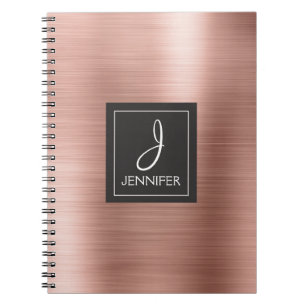 Cuaderno Portátil monograma de Relieve metalizado dorado Ro