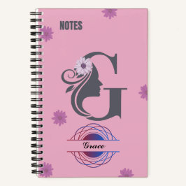 Cuaderno Portátil monograma de silueta con nombre de letra