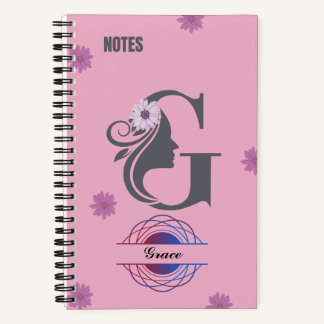 Cuaderno Portátil monograma de silueta con nombre de letra