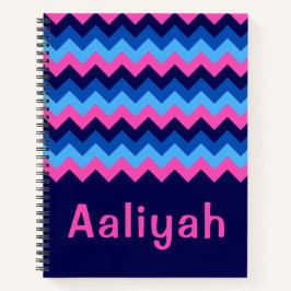 Cuaderno Portátil monograma Guay Blue Pink Chevron