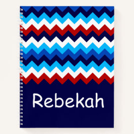 Cuaderno Portátil monograma Guay Red White Blue Chevrons