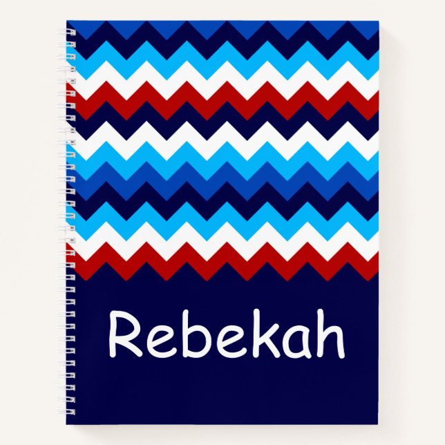 Cuaderno Portátil monograma Guay Red White Blue Chevrons (Anverso)