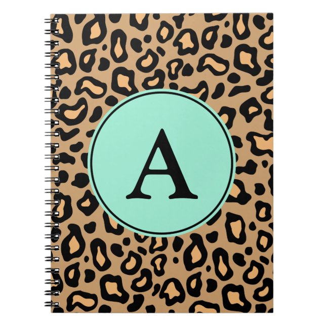 Cuaderno Portátil monograma leopardo (Frente)