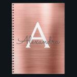 Cuaderno Portátil monograma Metalizado metálico Relieve met<br><div class="desc">Rubor Pink - Rosa Faux de oro Cepillado Relieve metalizado metálico Metalizado Elegante Diario Monogramado para la escuela o el trabajo. El cuaderno es perfecto para volver a la escuela o para un boda o un duchador de novias.</div>