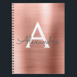 Cuaderno Portátil monograma Metalizado metálico Relieve met<br><div class="desc">Rubor Pink - Rosa Faux de oro Cepillado Relieve metalizado metálico Metalizado Elegante Diario Monogramado para la escuela o el trabajo. El cuaderno es perfecto para volver a la escuela o para un boda o un duchador de novias.</div>
