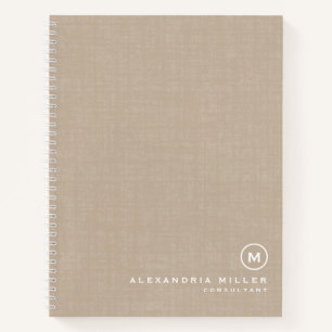 Cuaderno Portátil monograma mínimo moderno de línea beige