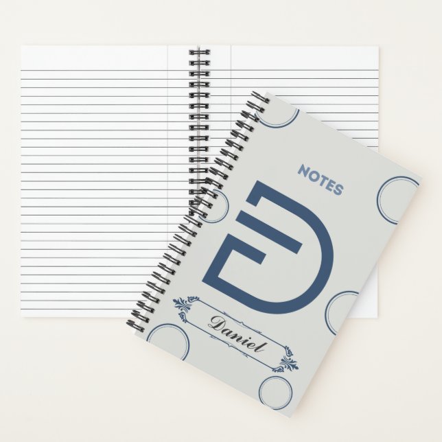 Cuaderno Portátil monograma moderno con letra D (Interior)