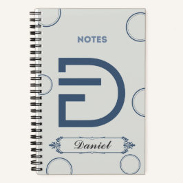 Cuaderno Portátil monograma moderno con letra D