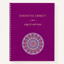 Cuaderno Portátil monograma morado Mandala colorido espiral
