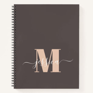 Cuaderno Portátil monograma personalizado de color marrón y