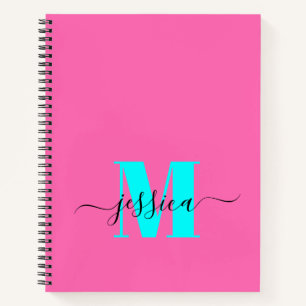 Cuaderno Portátil monograma personalizado de color rosa cal