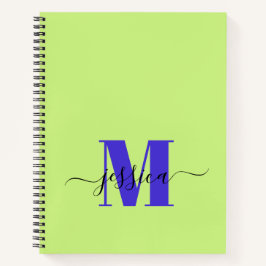 Cuaderno Portátil monograma personalizado lima y púrpura