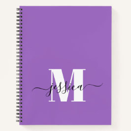 Cuaderno Portátil monograma personalizado morado y blanco