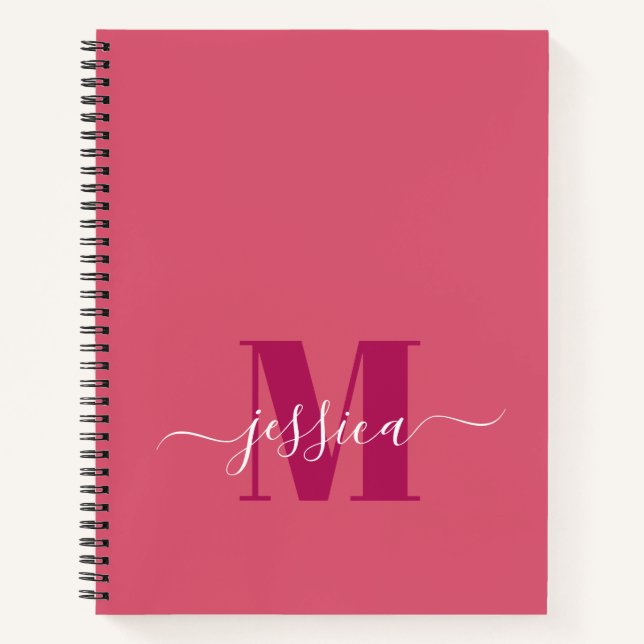 Cuaderno Portátil monograma personalizado rosa y rosa (Anverso)