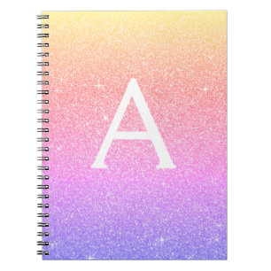 Cuaderno Portátil monograma Purpurina arcoiris Sparkle