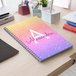 Cuaderno Portátil monograma Purpurina arcoiris Sparkle<br><div class="desc">Oro Pastel Arcoiris,  Ombre Rosa y Púrpura Purpurina Sparkle Elegante portátil monogramado para la escuela o el trabajo. El portátil es perfecto para volver a la escuela o para planear una ducha de boda o de novia</div>