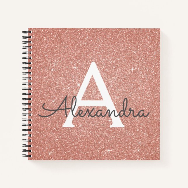 Cuaderno Portátil monograma Purpurina de Relieve metalizado (Anverso)