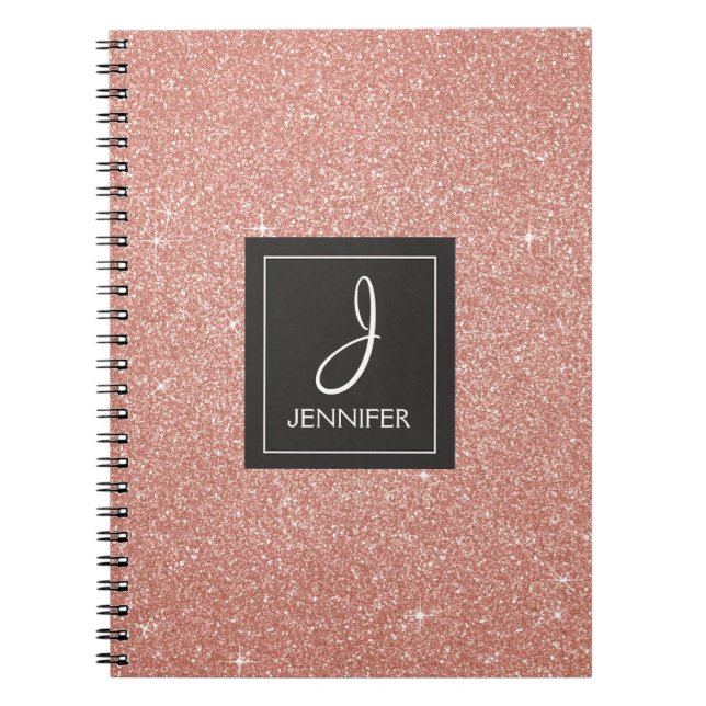 Cuaderno Portátil monograma Purpurina de Relieve metalizado (Frente)