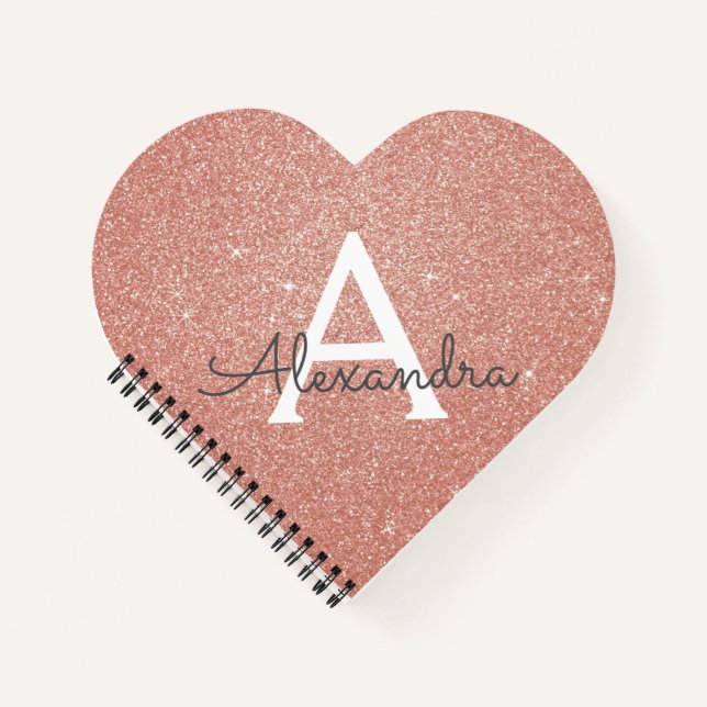 Cuaderno Portátil monograma Purpurina de Relieve metalizado (Anverso)