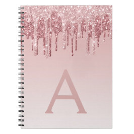Cuaderno Portátil monograma Purpurina rosa dorado Rosa