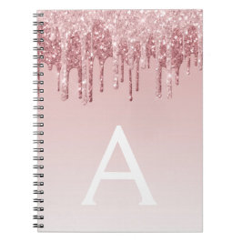 Cuaderno Portátil monograma Purpurina rosa dorado Rosa