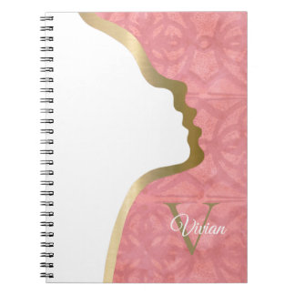 Cuaderno Portátil Monograma Rojo Y Oro Rojo Ruddy