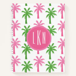 Cuaderno Portátil monograma rosa y verde preppy