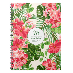 Cuaderno Portátil monograma S de flores de Hibiscus persona