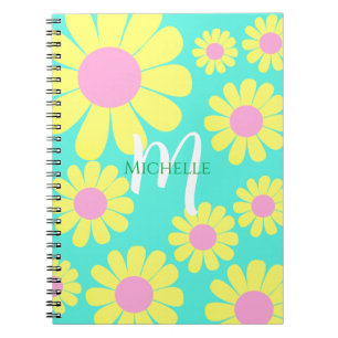 Cuaderno Portátil monograma verde marrón amarillo