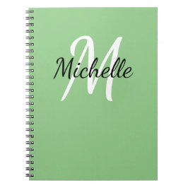 Cuaderno Portátil monograma verde y blanco Personalizado