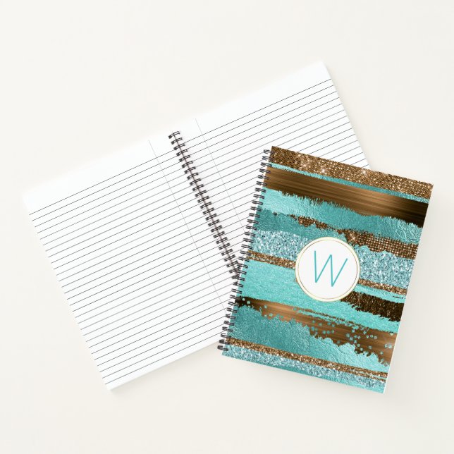 Cuaderno Portátil monogramado Bronze Glitz (Interior)