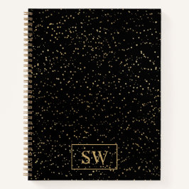 Cuaderno Portátil monogramado de oro con pequeñas estrellas