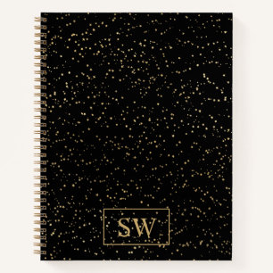 Cuaderno Portátil monogramado de oro con pequeñas estrellas