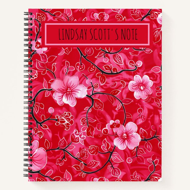 Cuaderno Portátil monogramado Personalizado floral rosa lin (Anverso)
