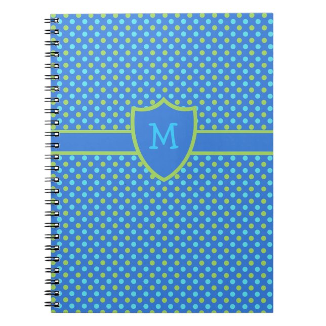 Cuaderno Portátil monogramado personalizado: puntos de polk (Frente)