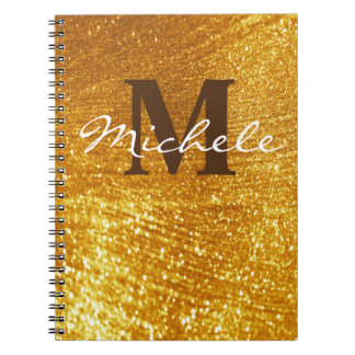 Cuaderno Portátil monogramado Purpurinoso de oro personaliz