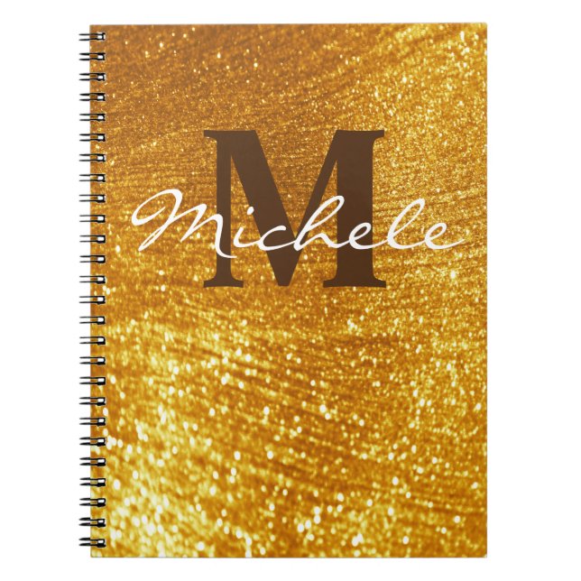 Cuaderno Portátil monogramado Purpurinoso de oro personaliz (Frente)