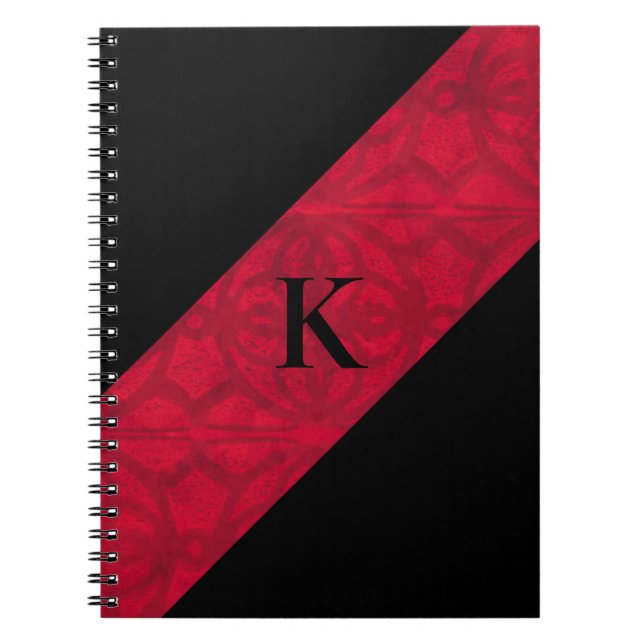 Cuaderno Portátil monogramado Scarlet Red Batik Black (Frente)