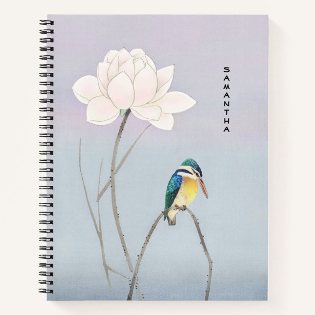 Cuaderno Portátil monogramo japonés vintage Kingfisher (Anverso)