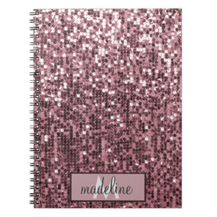 Cuaderno Portátil monogramo Rosa Purpurina oro secuencial e