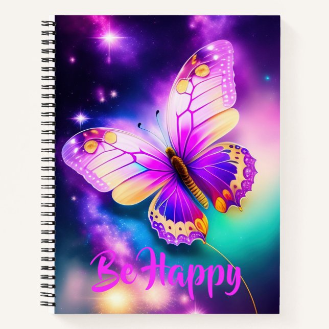 Cuaderno portátil morado oscuro de mariposa cortada (Anverso)