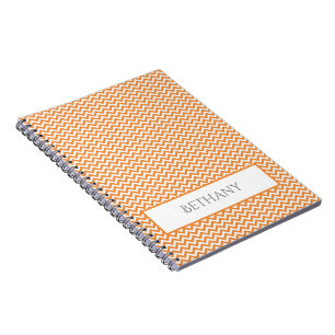 Cuaderno Portátil naranja Chevron sencillo personalizado