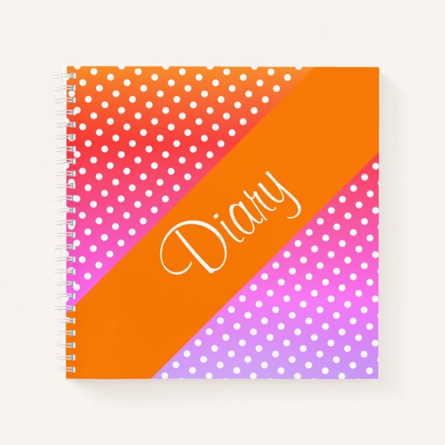 Cuaderno Portátil Naranja de puntos de polka blanco (Anverso)