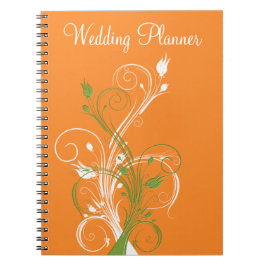 Cuaderno Portátil naranja Green Floral Wedner Planner