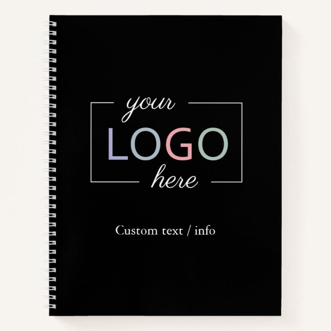 Cuaderno Portátil negro con el logotipo de la empresa perso (Anverso)
