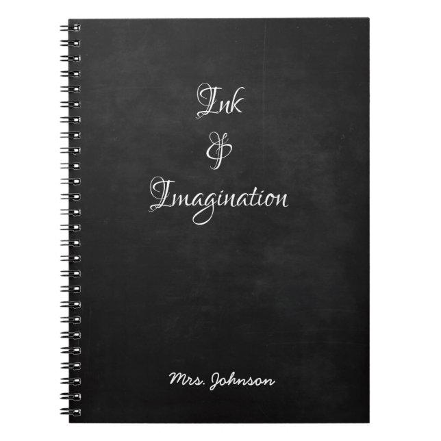 Cuaderno Portátil negro con tinta e imaginación (Frente)