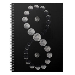 Cuaderno Portátil negro de infinito de fase lunar