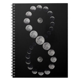 Cuaderno Portátil negro de infinito de fase lunar