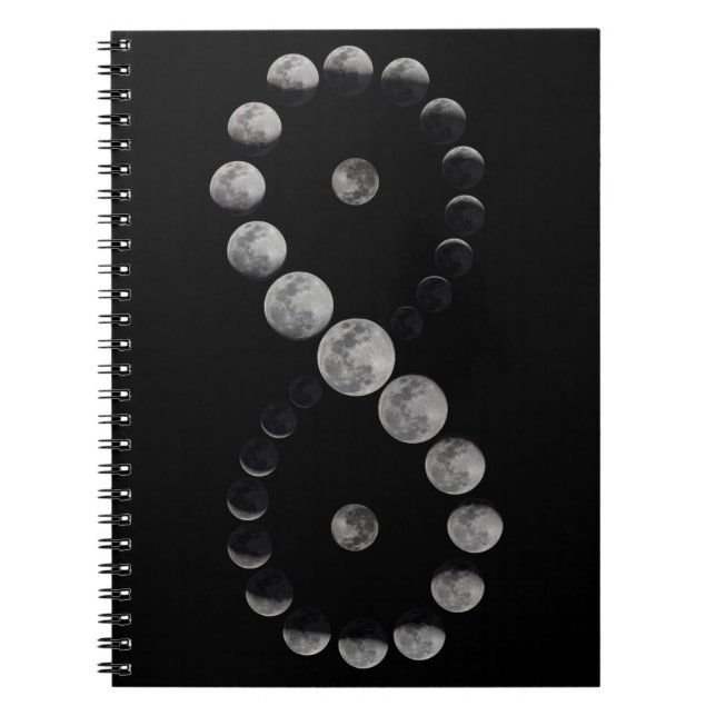 Cuaderno Portátil negro de infinito de fase lunar (Frente)