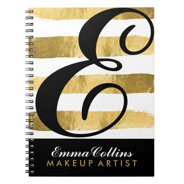 Cuaderno Portátil negro y dorado de Personalizable (Frente)